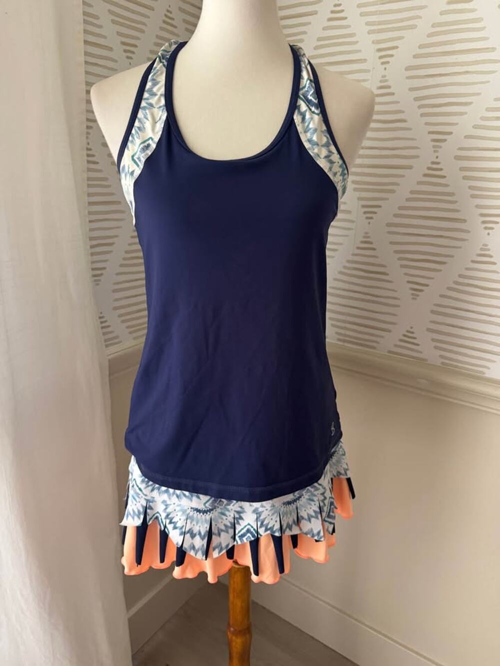 Sofibella Women’s Medium Matching Navy Blue Tennis Racerback Tank & Skort Set